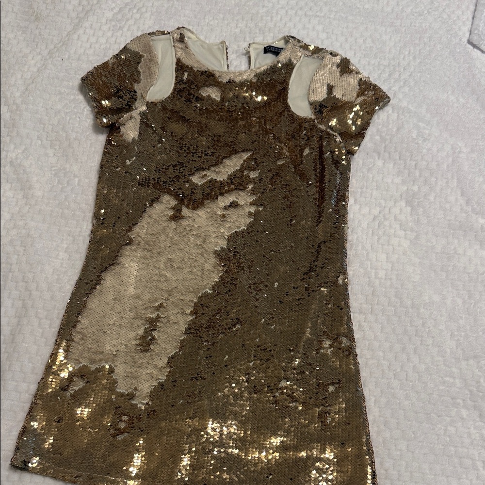 Sparkling Gold reversible Sequin Girls Dress